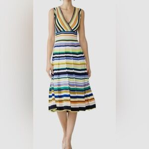 Milly Striped Surplice Dress - Small